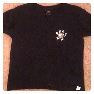 Obey T-shirt a little cropped not that much